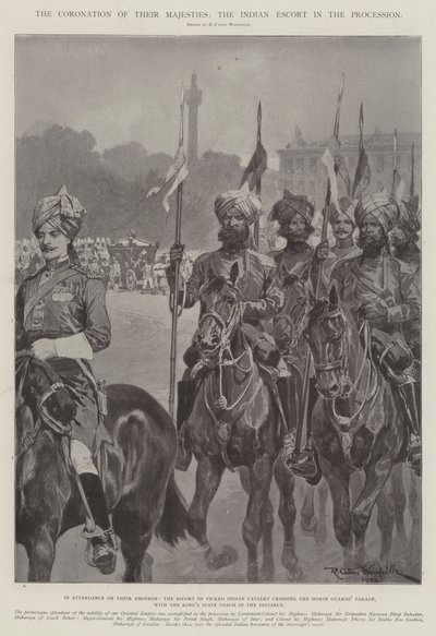 De Kroning van Hunne Majesteiten, de Indiase Begeleiding in de Processie door Richard Caton Woodville junior